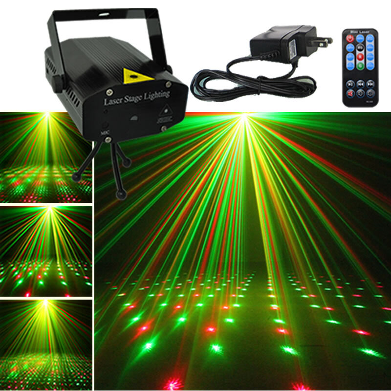 Mini Rood Groen Beam Muziek Laser Meteor Projector Lamp Sky Lichten Knipperen Voor Dj Ktv Thuis Xmas Show Party Stage ster Verlichting