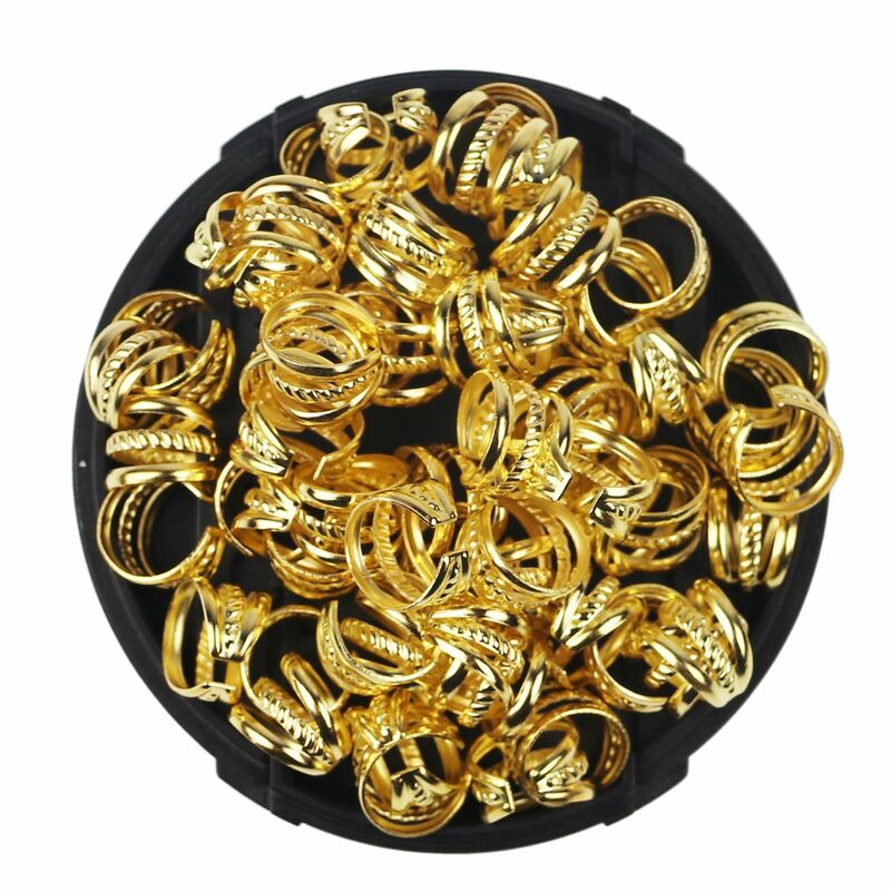 50PCS Dreadlocks Jewelry Beads Hair Braid Rings Clips Dread Locks Metal Braiding Jewelry for Women Kids (Golden and Sliver)