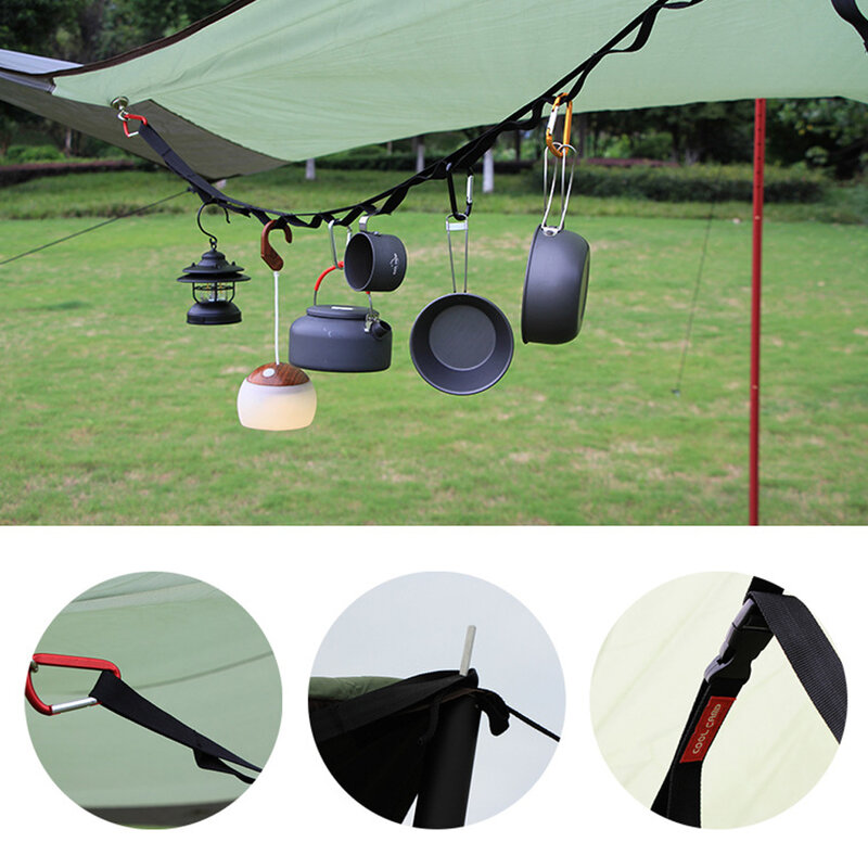 2/4.3/5.5M 야외 캠핑 끈 행거 로프, 휴대용 캐노피 행거 주방 걸이 스트랩, 배낭 하이킹 텐트 액세서리