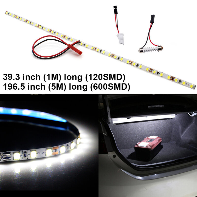 6000K Xenon White Super Bright 120SMD LED Strip Light For Car Trunk Cargo Area Luggage Compartment Area Or Interior Illumination