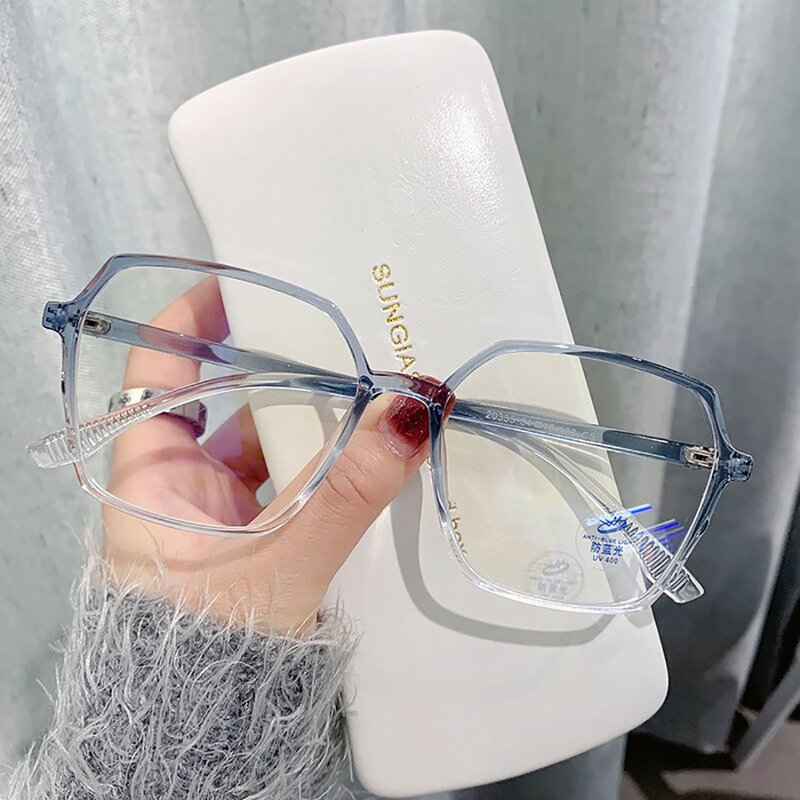 موضة ساحة مكافحة الأشعة الزرقاء نظارات النساء الضوء الأزرق حجب نظارات الكمبيوتر الإناث عادي مرآة نظارات إطار معدني نظارات