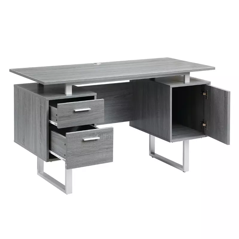 Mesa de escritório moderna com armazenamento, mesa de estudo de mesa de mesa do portátil cinzento