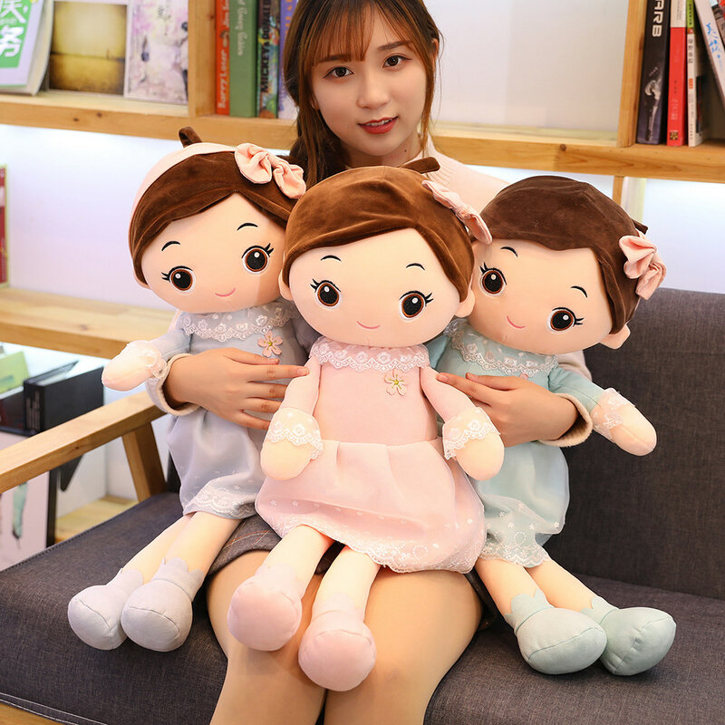 Lovely Cartoon Imitate Silk Skirt Girl Doll Super Soft stuffed Plush Toys Hold Pillow For Girls Kids Birthday Christmas Gifts