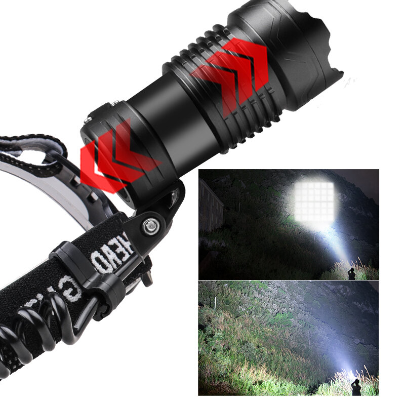 C2 LED Headlight 36-Core XHP360 XHP90 faro Super Bright Zoomable Powerbank USB ricaricabile 18650 torcia frontale torcia