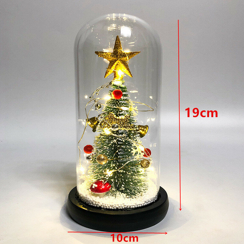 Presentes de ano novo elk santa árvore na capa de vidro fadas luzes led decorações de natal para casa decoração do casamento do feriado noite lâmpada