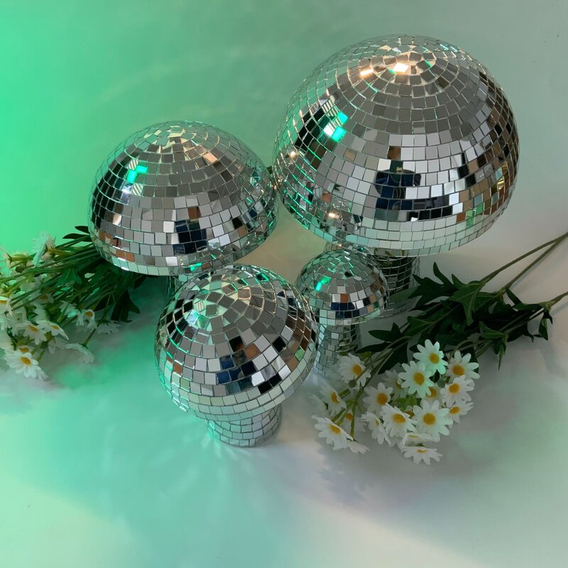 Remendo de vidro disco bola cogumelo figura espelho de cristal reflexivo bola casa jardim ao ar livre ornamento quarto festa de casamento decoração