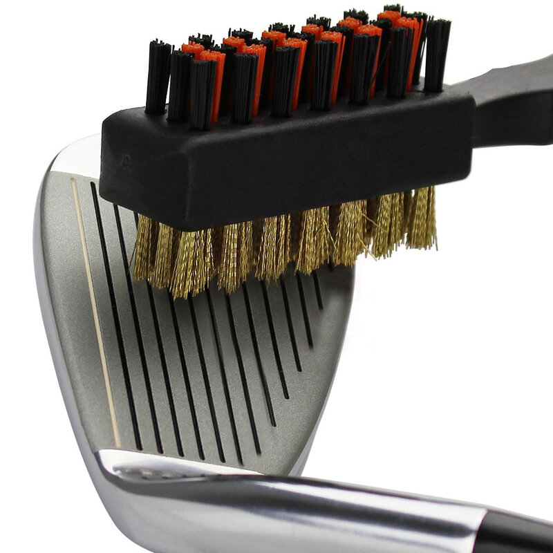 골프 클럽 브러시 헤드 양면 청소 브러시 플라스틱 짧은 손잡이 구리 브러시 걸쇠 도구 액세서리 용품