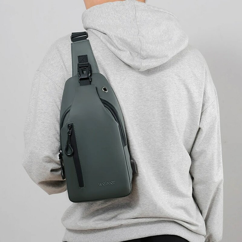 Мужская нагрудная сумка, водонепроницаемый рюкзак из ткани Оксфорд на молнии, с карманом, для отдыха, работы, пеших прогулок, велоспорта, пут...