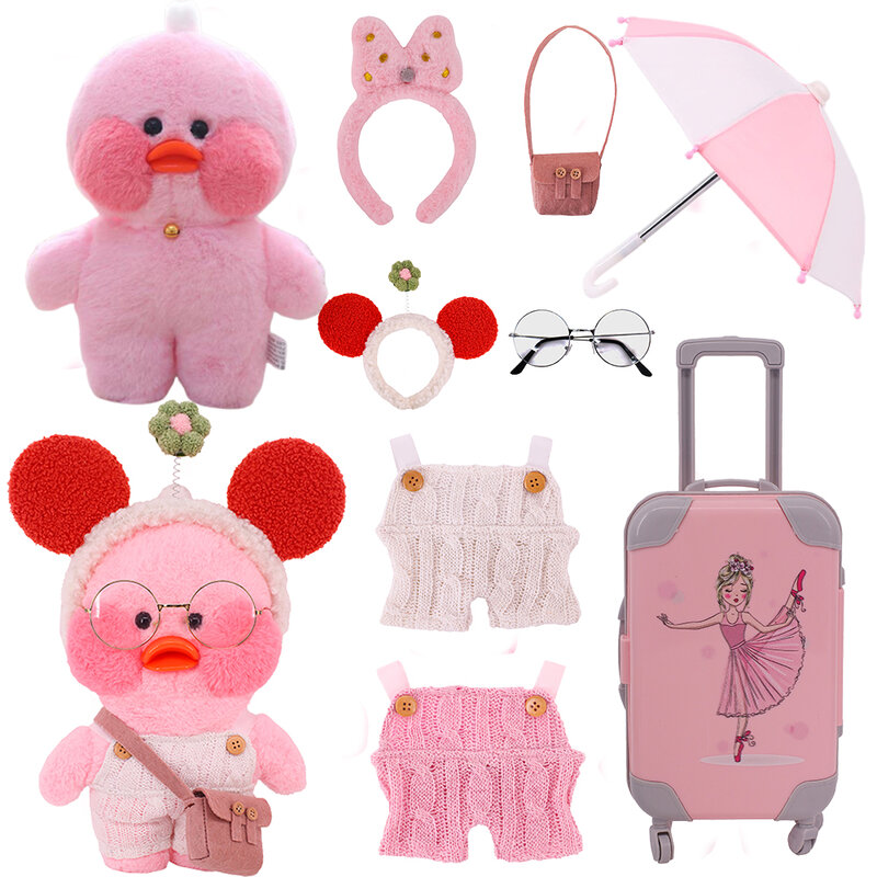 Kawaii pato boneca camisola uniforme rosa coleção russa presente da menina 30cm lalafanfan boneca de pelúcia roupas menina presente diy brinquedo