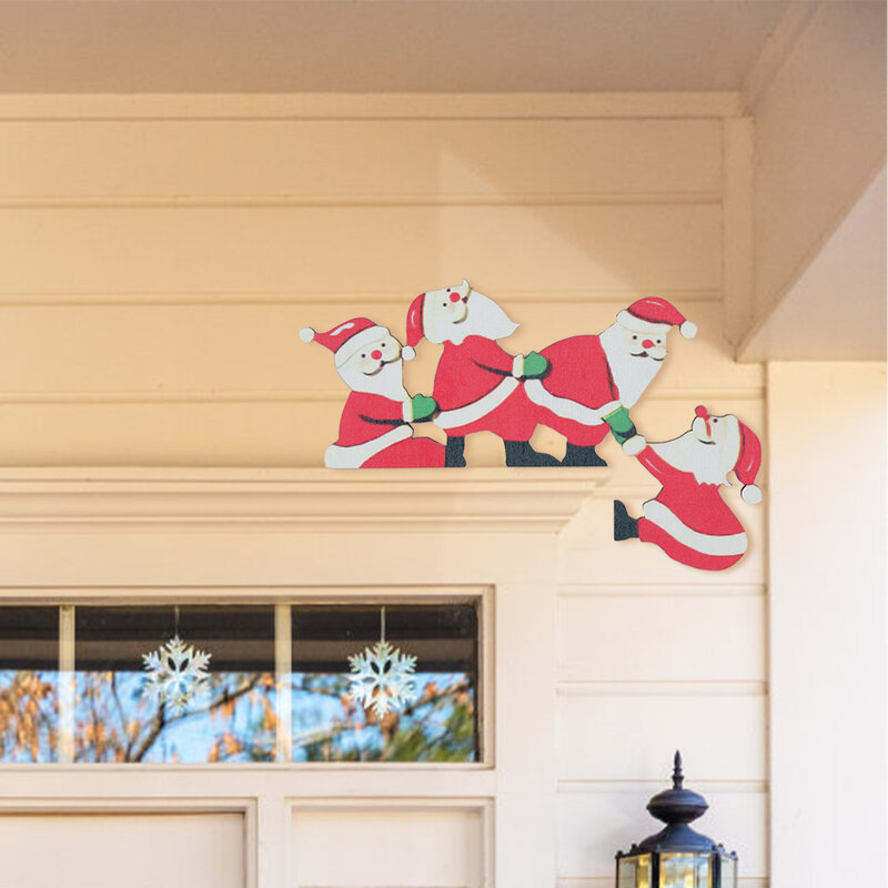 Рождественское украшение для дверной рамы, деревянные рождественские украшения с Санта-Клаусом, оленем, деревянная отделка для двери 2022, Рождественский Декор для двери для дома