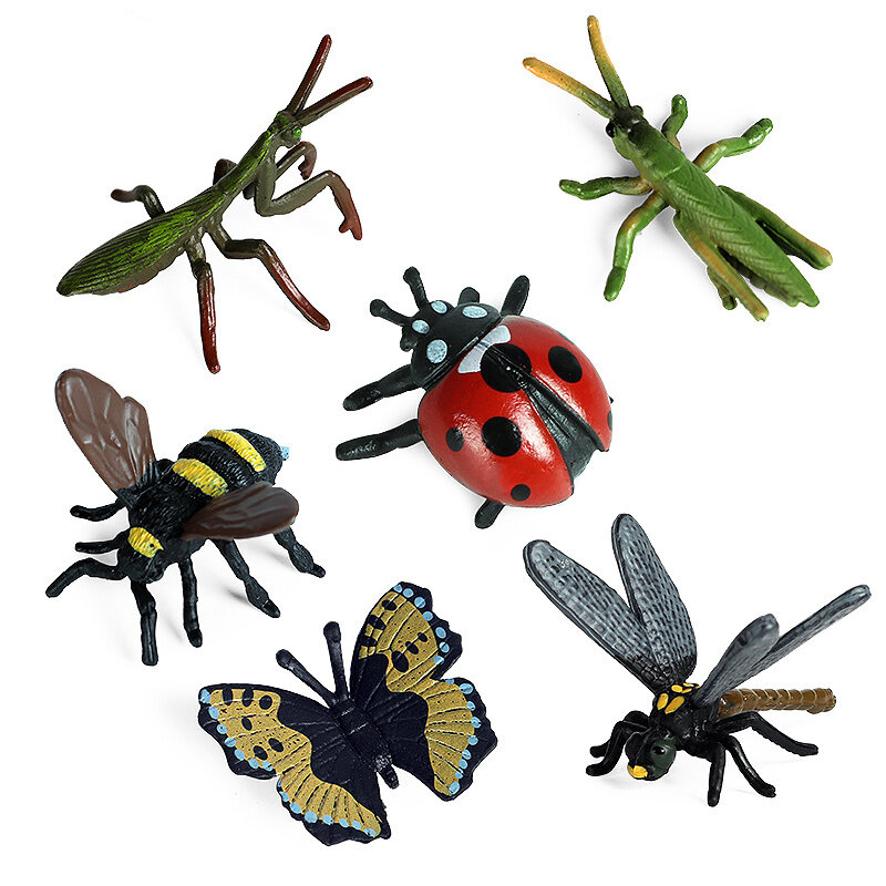 12 PCS 시뮬레이션 야생 곤충 동물 모델 나비 꿀벌 거미 사마귀 전갈 지네 잠자리 미니 이동식 인형 어린이 완구