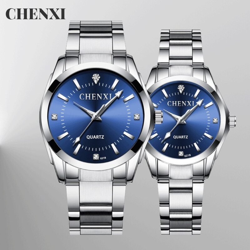 Chenxi Top Marca Casal Relógio Simples Clássico das Mulheres Homem Aço Inoxidável Completo À prova d' água Quartz Para Amante Relógio Relogio masculino
