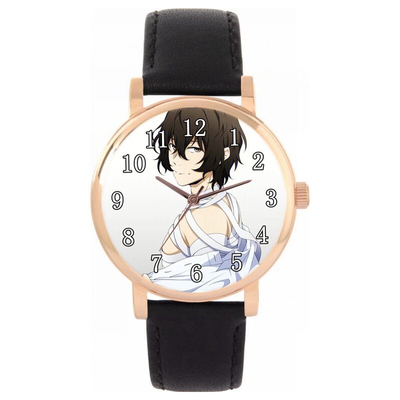 New Movie&Tv Anime Cartoon Watches Rose Gold Black Leather Digital Quartz Wristwatches