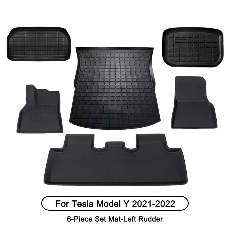 새로운 테슬라 모델 Y 트렁크 매트 액세서리 모델 Y 2021 2022 플로어 매트 자동차 뒷 트렁크화물 트레이 TPE 방수 패드 6 피스 세트