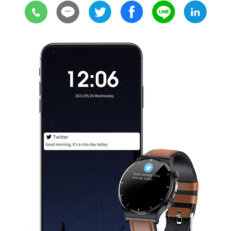 Rollstimi Smart Horloge Mannen Ecg + Ppg Lichaamstemperatuur Draadloze Oplader Sport Smartwatch Bloeddruk Fitness Tracker Voor Android