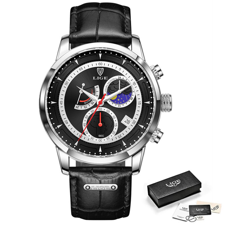 Relogio Masculino LIGE  New Fashion Mens Watches Top Brand Luxury Wrist Watch Quartz Clock Watch Men Waterproof Chronograph