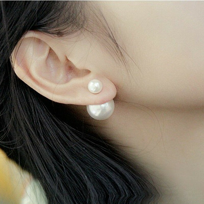 Boucles d'oreilles délicates en perles des deux côtés pour femmes, Bijoux avec boucle coréenne, cadeaux pour filles, vente en gros, nouvelle collection 2022