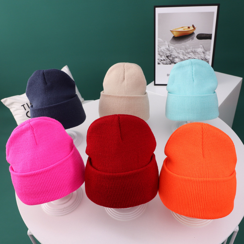 Topi Anak-anak Warna Solid Mode Topi Penutup Telinga Hangat Lembut Katun Bayi Laki-laki Perempuan Balita Topi Beanie Topi Bayi Baru Lahir Rajutan Musim Gugur