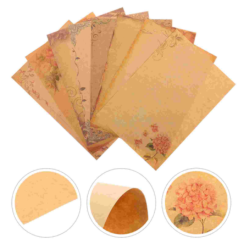 8pcs Flower Vintage Design Letter Paper Painting Letter Paper for Home School