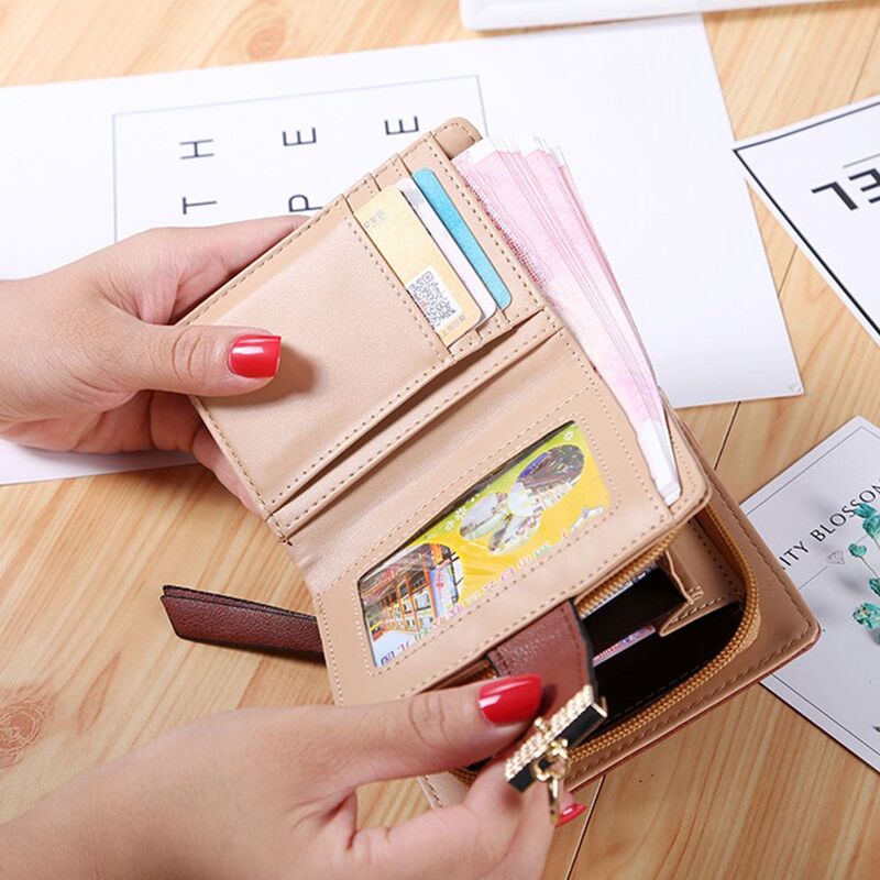 ใหม่ที่ไม่ซ้ำกันกระเป๋าสตางค์ใบสั้นหนัง PU Openwork ใบออกแบบกระเป๋าใส่เงินผู้หญิงน่ารัก Dompet Koin Lady แฟชั่นกระเป๋าเก็บบัตรกระเป๋า