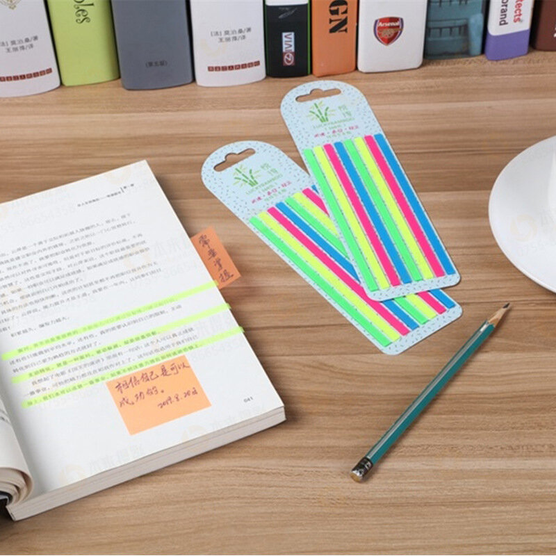 160pcs Color Reading Aid Highlight Sticker Transparent Fluorescent Index Tabs Flags Sticky Note Stationery School Office Supply