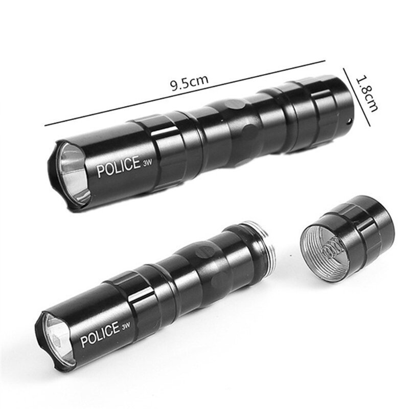 LED Mini Flashlights Portable 3W Waterproof Glare Torch Cool White with Hand Strap Outdoor Camping Hiking Fishing Flash Light
