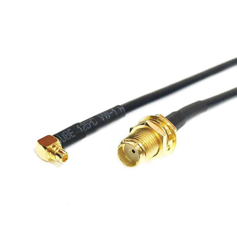 Cable de extensión de módem, conector hembra SMA, interruptor de tuerca MMCX, enchufe macho, Cable RG174 de ángulo recto, 20cm, 8 pulgadas, nuevo