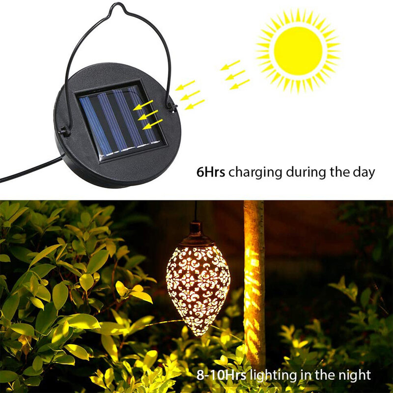 Lámpara Solar de proyección hueca, lámpara de Arte de Metal en forma de olivo con goteo de agua, linterna LED impermeable para jardín, decoración de camino de patio