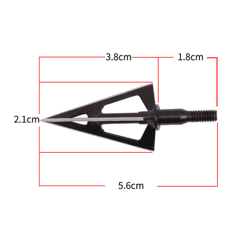 Ponta de flecha para caça, 3/6/12/peças, 3 lâminas de flecha, ponta preta de aço para arco e besta, cabeça de aço inoxidável