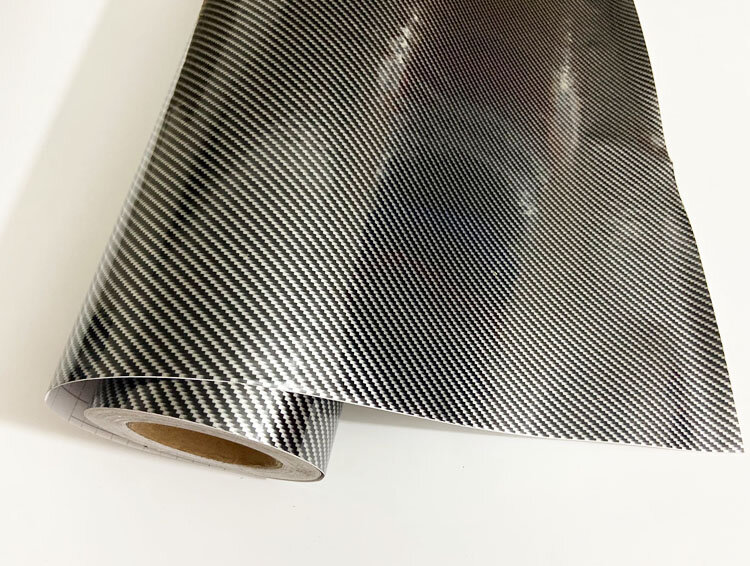 Черно-серебряная виниловая высокоглянцевая черная 5D текстурная пленка из углеродного волокна, оберточная Автомобильная мотоциклетная нак...