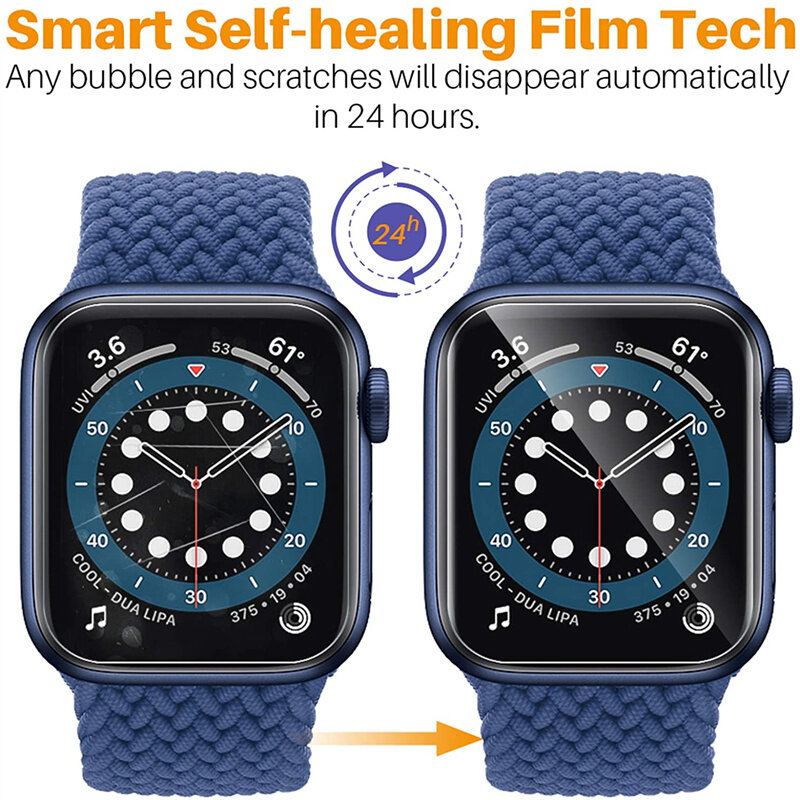 Hydrogel sem bolhas filme capa para iwatch apple assistir series7 44mm 45mm transparente para apple watch 6 se 3 4 5 38/40mm 42mm 41mm