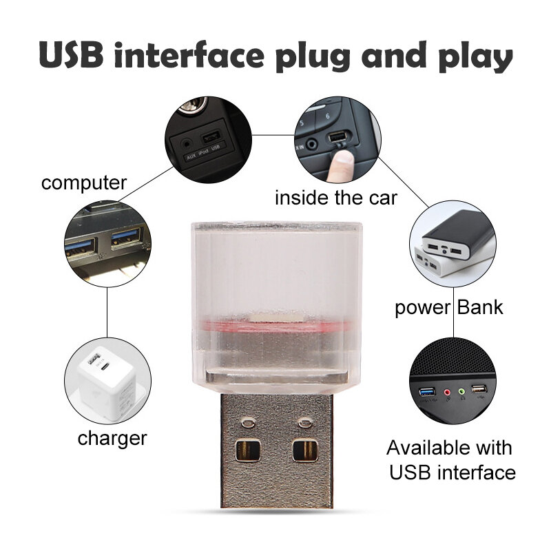 5V 미니 USB 빛 LED 자동차 주변 조명 장식 램프 파티 주변 모델링 자동차 PortablePlug 재생 자동 인테리어