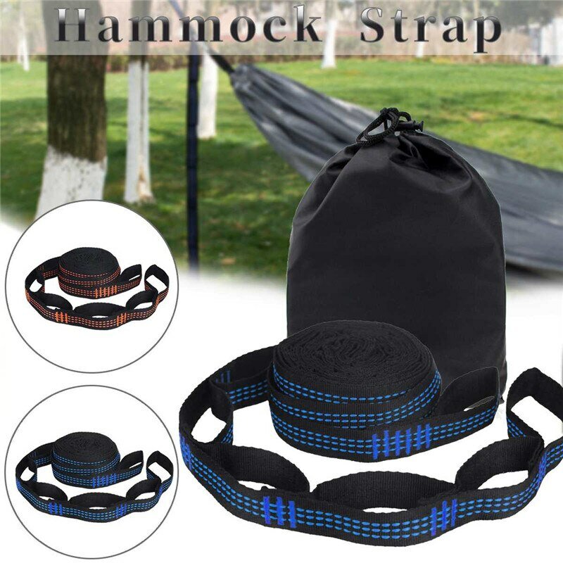 2PCS/set 2M Hammock Straps Polyester Straps 5 Ring High Load-Bearing Barbed Outdoor Camping Hammock Swing Strap Rope