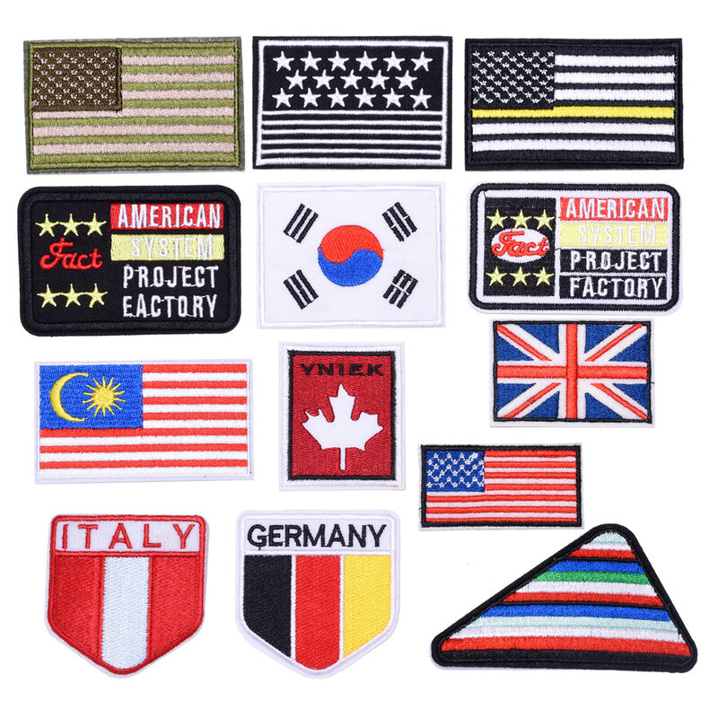 National Flag Series สำหรับเสื้อผ้า DIY รีดผ้าบนแพทช์ปักสำหรับหมวกกางเกงยีนส์สติกเกอร์เย็บบน Patch Applique badge