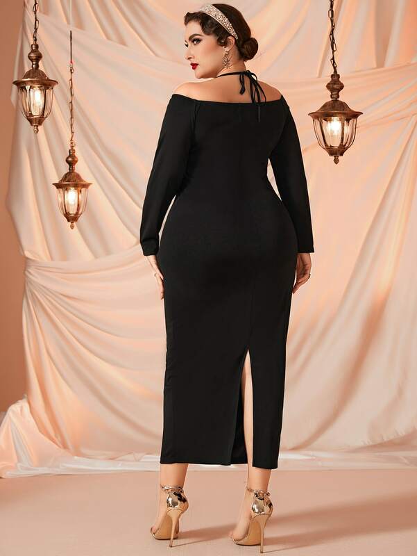 ADD ELEGANT Plus Size Cut Out Split Back Dress