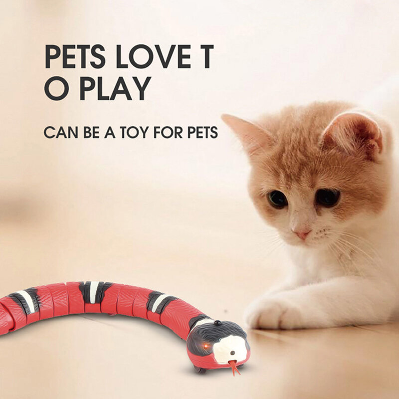 Mainan Hewan Peliharaan Listrik Mainan Ular Penginderaan Pintar Mainan Interaktif Kucing Hadiah Gag Pintar untuk Anak-anak Aksesori Kucing Pengisi Daya USB untuk Anjing Peliharaan