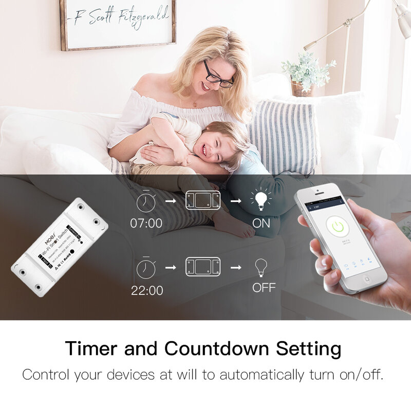 DIY WiFi Smart Light Switch Universal Breaker Timer Nirkabel Remote Control Bekerja dengan Smat Life Alexa Google Home Smart Home