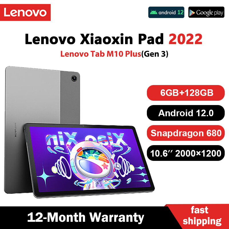 Lenovo Xiaoxin Pad 2022 Android 12เม็ด10.6นิ้ว2K หน้าจอ LCD Snapdragon 680 Octa Core 6GB RAM 128GB ROM Wifi แท็บเล็ต
