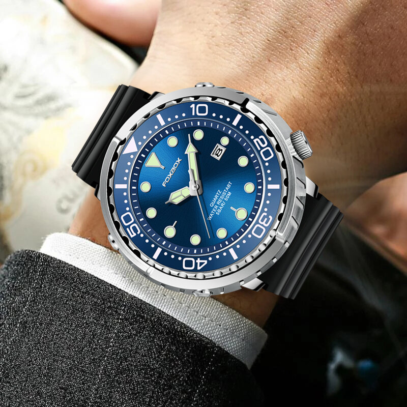 LIGE marka FOXBOXLuxury zegarek dla mężczyzn kwarcowy z chronografem Sport wodoodporny mężczyzna zegarki moda militarna silikonowy pasek zegarek na rękę zegar