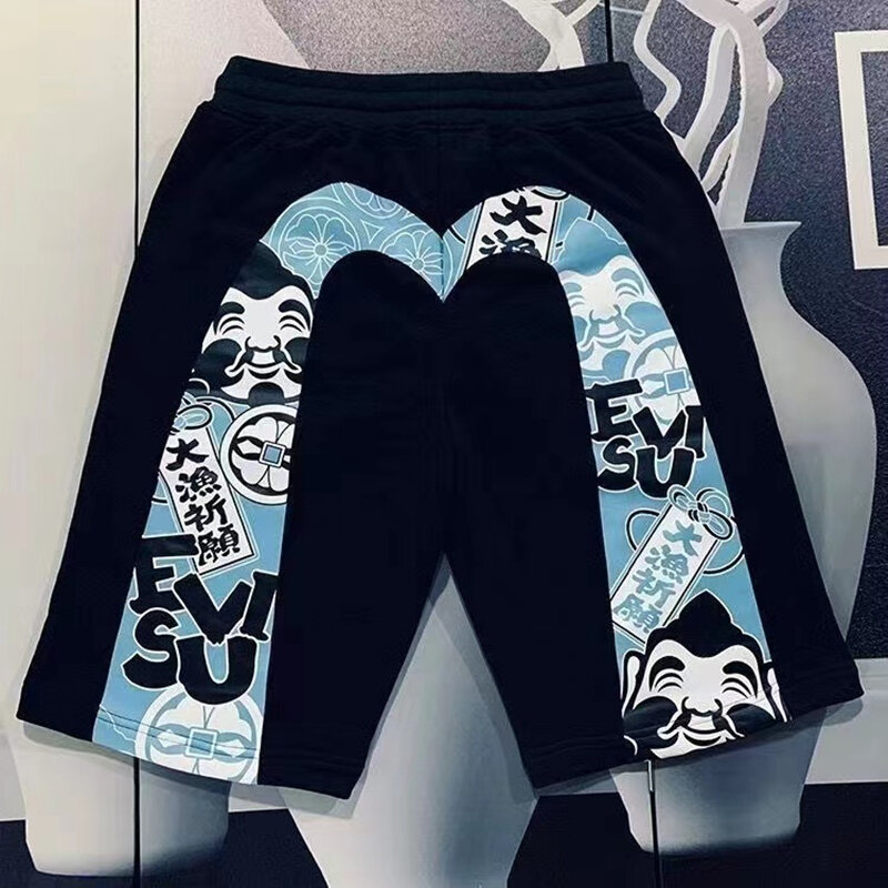 Calções na moda calças esportivas calções casuais m padrão de impressão unisex shorts estilo japonês hip hop estilo praia calças