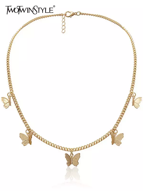TWOTWINSTYLE Butterfly Necklace For Women Alloy Gold Fashion New Accessories Female 2022 Beautiful Necklace