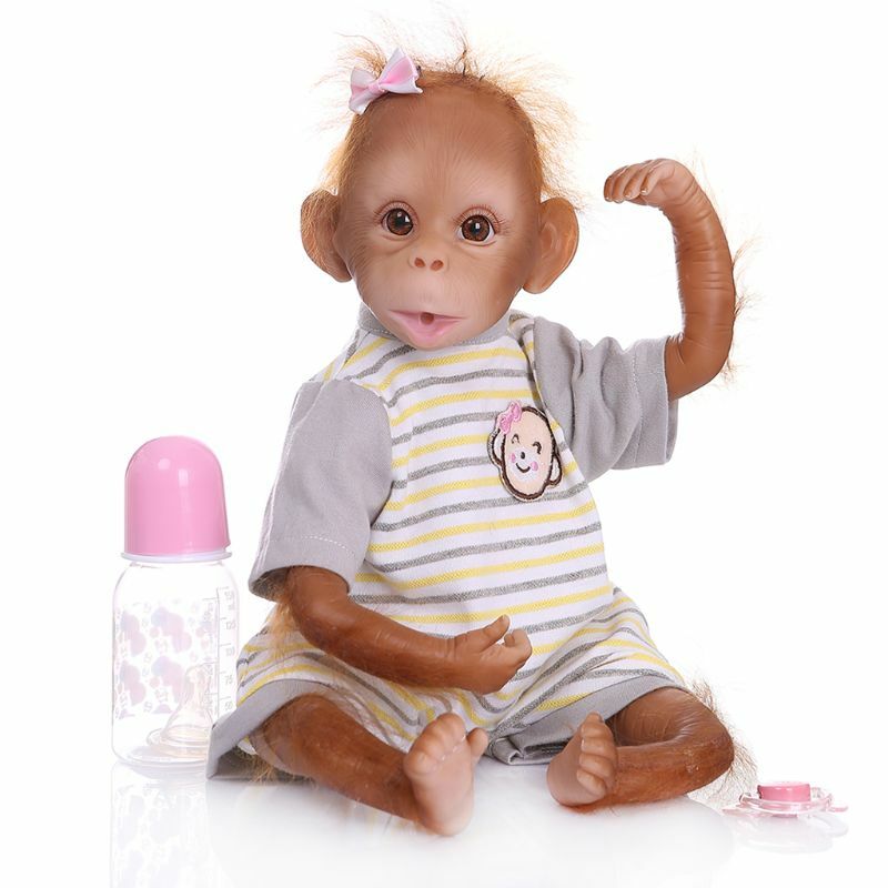 Muñeca Reborn realista para niños, juguete de vinilo de silicona suave de 48cm, mono hecho a mano, regalos de cumpleaños