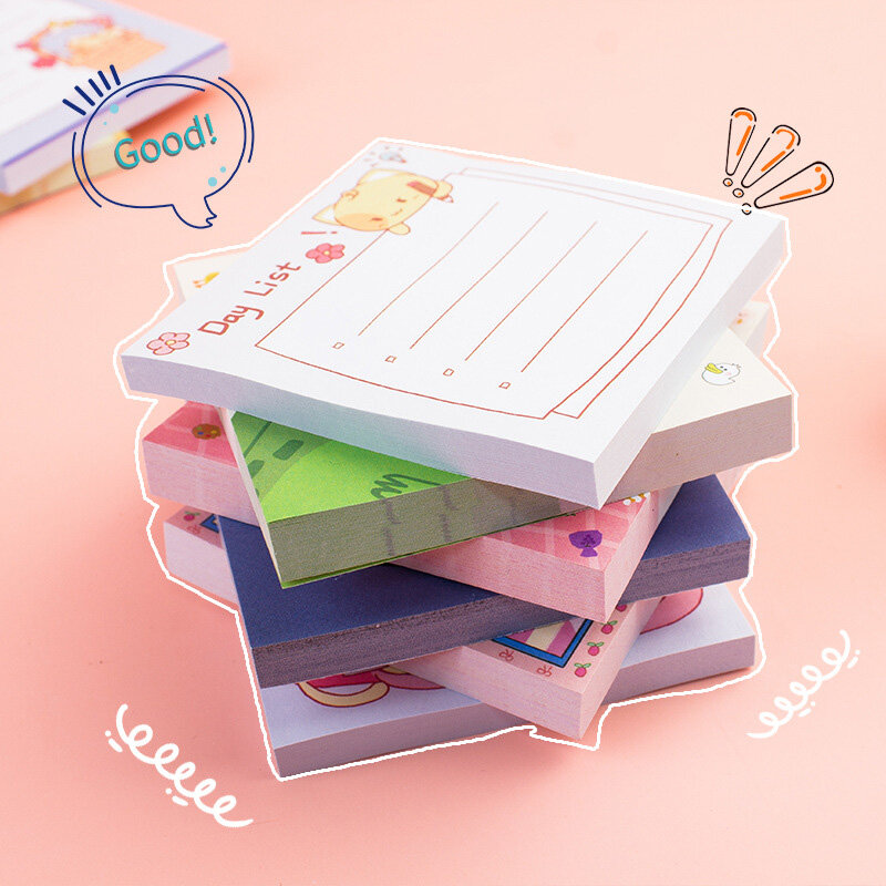 Kawaii Cartoon Sticky Notes Colored Creative Memo Pad Stickers 100 Sheets/Pack Cute Diary Scrapbooking School Office Supplies