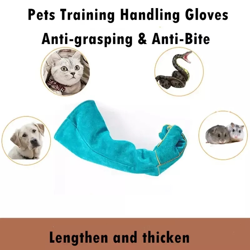 Sarung Tangan Hewan Peliharaan Kelas Tinggi Kulit Sapi Anti-menggenggam Anti Gigitan Sarung Tangan Pelindung Ular Kadal Kucing Anjing Berkebun Sarung Tangan Kereta