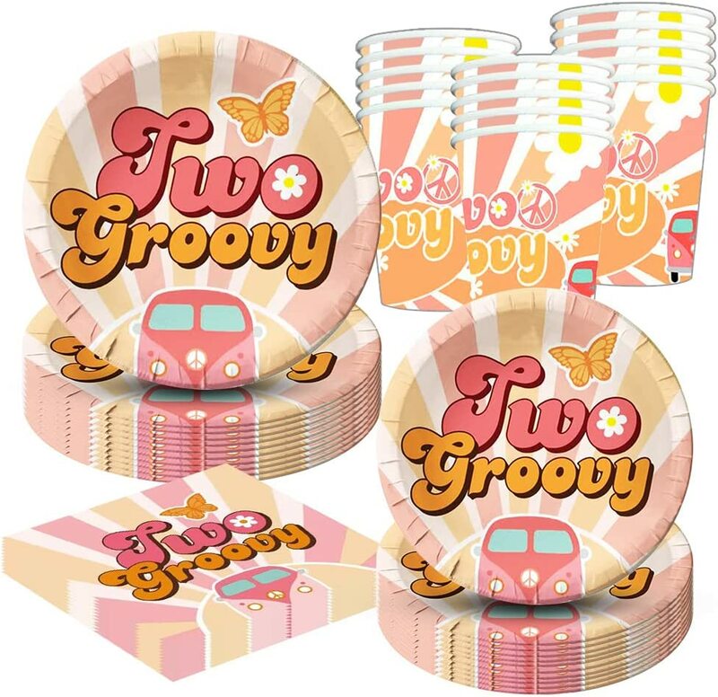 Two Groovy party decorations Retro Hippie Boho Sign Hippie Theme Birthday Supplies Girl Party Banner Daisy Flower Groovy Summer