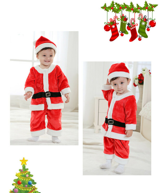 Kostum Natal anak, setelan pesta Xmas merah, pakaian gaun merah untuk anak laki-laki dan perempuan Tahun Baru