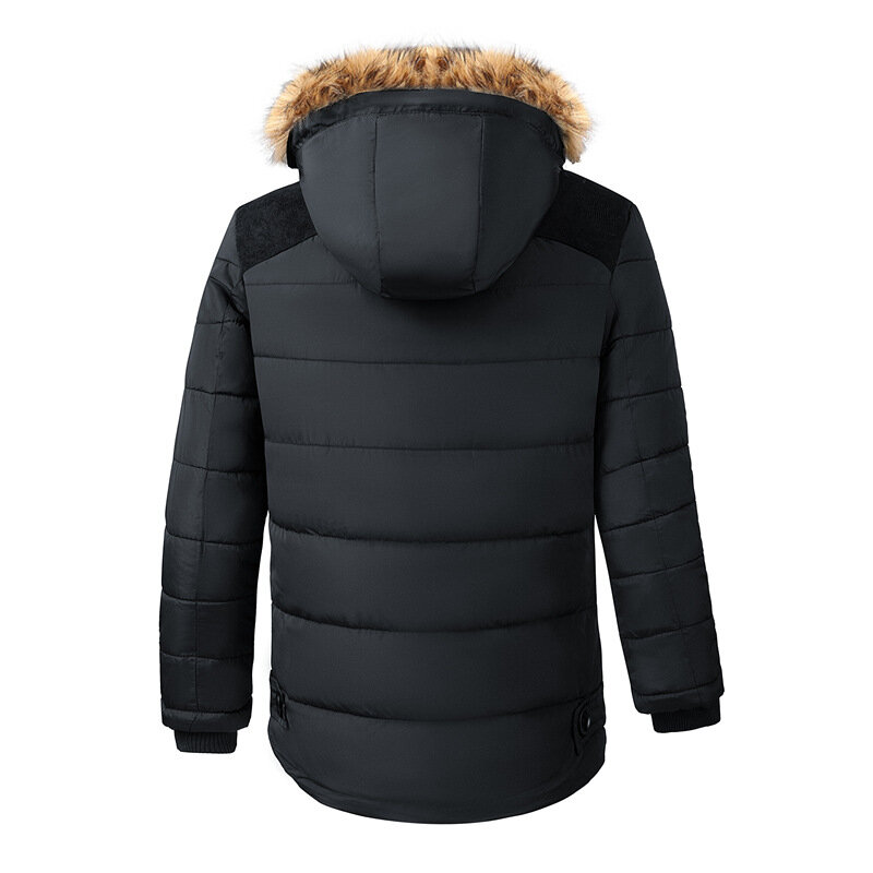 Novo inverno parker jaquetas homens casual quente engrossar casaco ao ar livre jaqueta masculina gola de pele com capuz outwear moda roupas dos homens
