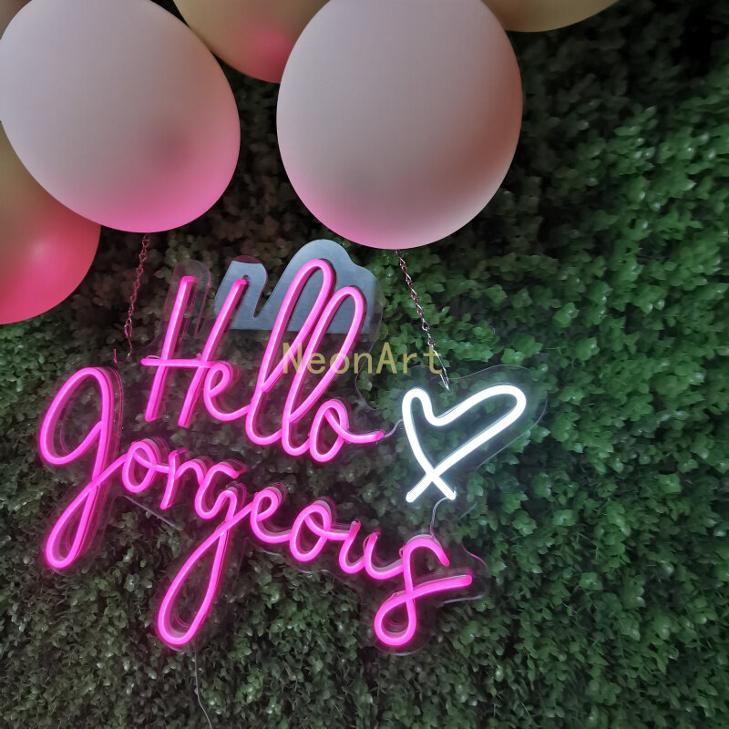 Hello Gorgeous-señal de neón para decoración, cartel de neón personalizado para luces LED de pared, fiesta, boda, ventana, restaurante, cumpleaños y bodas