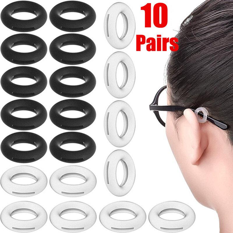 20pcs Transparent Silicone Anti-slip Eyeglass Ear Hooks Round Retainer Holder Elastic Glasses Ear Hook EyeGlasses Accessories