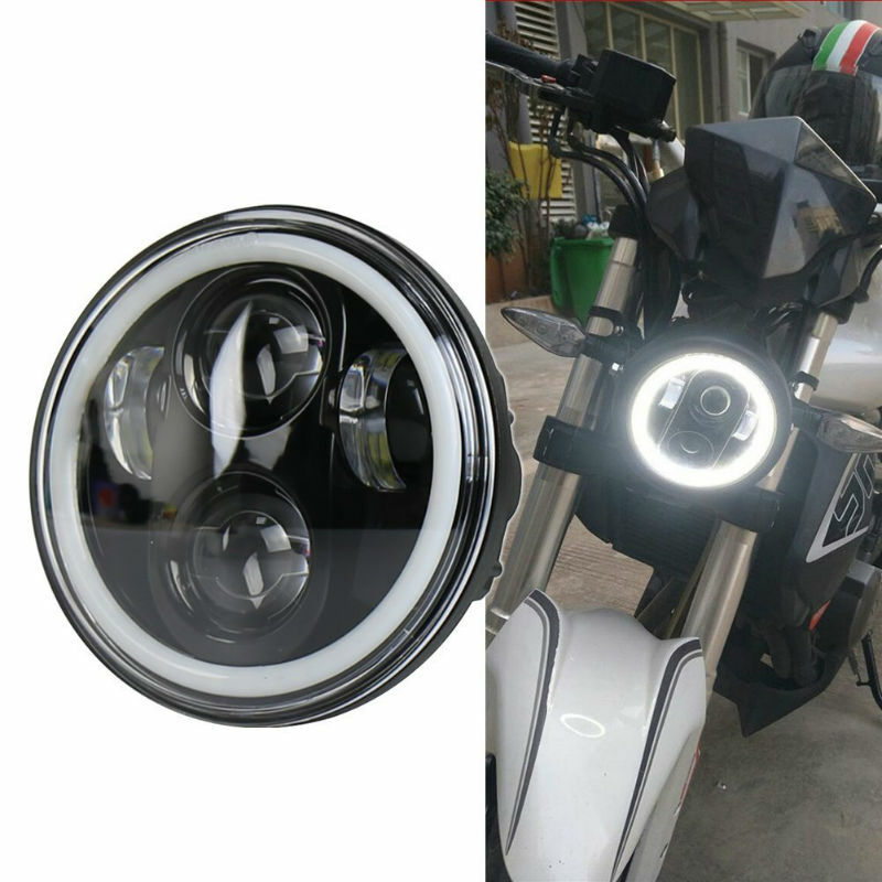 5.75 "นิ้ว LED ไฟหน้าโปรเจคเตอร์ Halo แหวนต่ำรถจักรยานยนต์5 3/4" DRL เลี้ยวสัญญาณสำหรับ sportster Dyna เหล็ก883